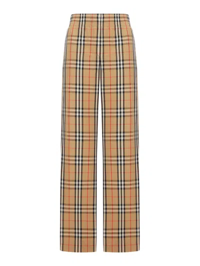 Burberry Check Cotton Trousers In Multi