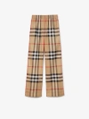 Burberry Check-pattern Flared Cotton Trousers In Archive Beige