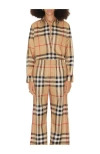 Burberry Check Cotton Trousers In Brown