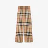 Burberry Check-pattern Flared Cotton Trousers In Brown