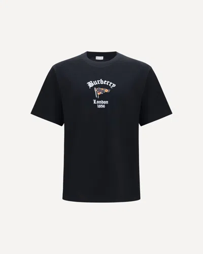 Burberry Archive Check Embroidered Logo T-shirt In Blue