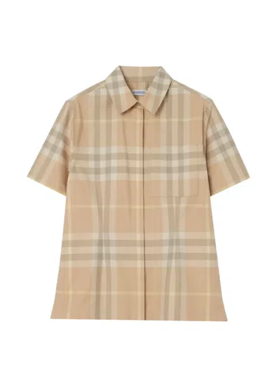 Burberry Check Cotton Twill Shirt In Neutral