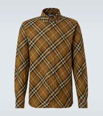 Burberry Check Cotton Twill T-shirt In Grey