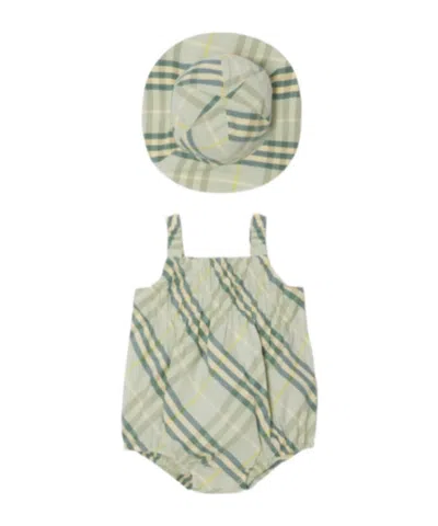 Burberry Check Cotton Two-piece Baby Gift Set In Nude