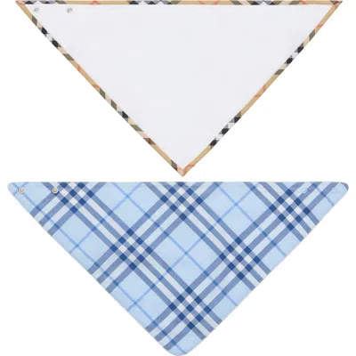 Burberry Kids'  Check Cotton Two-piece Bib Set In Blue