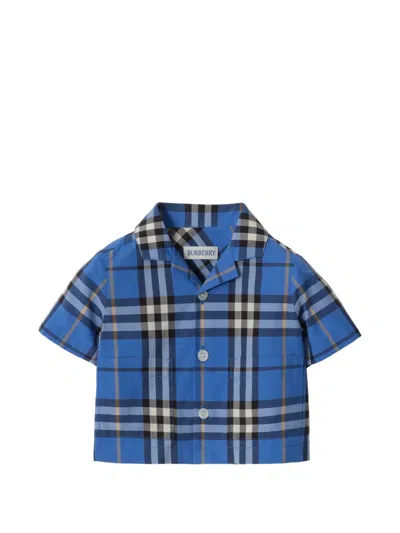 Burberry Babies' Check Cotton Two-piece Set In Blue