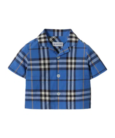 Burberry Babies' Check Cotton Two-piece Set In Blue