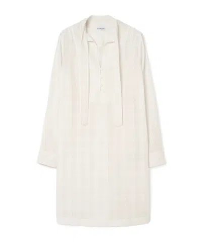Burberry Check Cotton Voile Dress In White