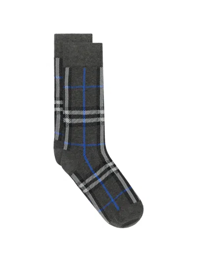Burberry Check Cotton-nylon Blend Socks In Gray