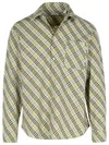 Burberry Check Cream Cotton Shirt In Green