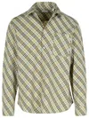Burberry Check Cream Cotton Shirt In Green