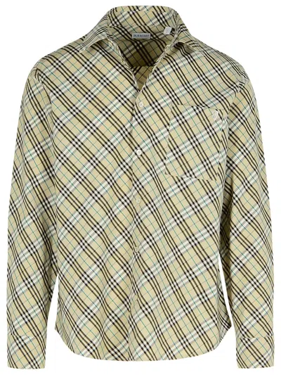 BURBERRY BURBERRY 'CHECK' CREAM COTTON SHIRT MEN