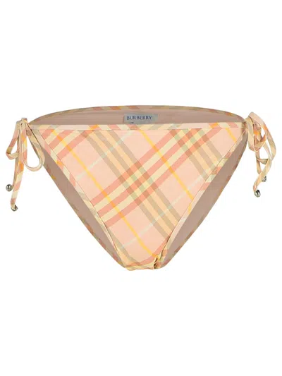 Burberry 'check' Cream Polyamide Blend Bikini Bottoms Women