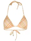 Burberry 'check' Cream Polyamide Blend Bikini Top In Beige