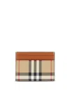 Burberry Beige Check Motif Credit Card Case