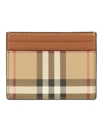 Burberry Check Credit Card Case In Neutral