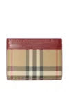 Burberry Check Pattern Compact Credit Card Case In Red