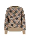 Burberry Check Wool Blend Knit Crewneck Sweater In Multi