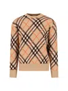 Burberry Embroidered Stretch Wool Blend Sweater In Brown