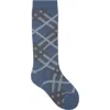 Burberry Check Cotton Blend Socks In Pewter