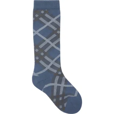Burberry Check Crew Socks In Pewter