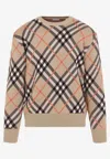 Burberry Sand Beige Wool Check Pullover In Beige