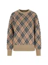 Burberry Check Wool Blend Knit Crewneck Sweater In Multi