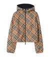 Burberry Check Pattern Hooded Jacket With Zip Pockets In Yellow