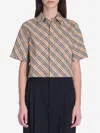 Burberry Cropped Check Cotton Shirt In Brown