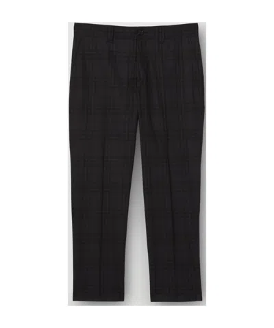 Burberry Check Cropped Tailored Trousers In Black