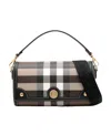 Burberry Womens Dark Birch Brown Note Check-print Woven Cross-body Bag In Brown