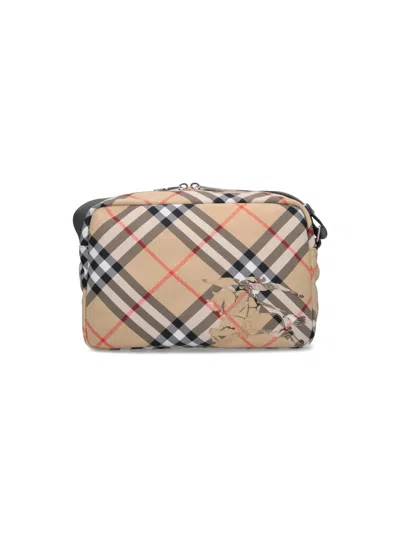 Burberry Check Crossbody Bag In Beige
