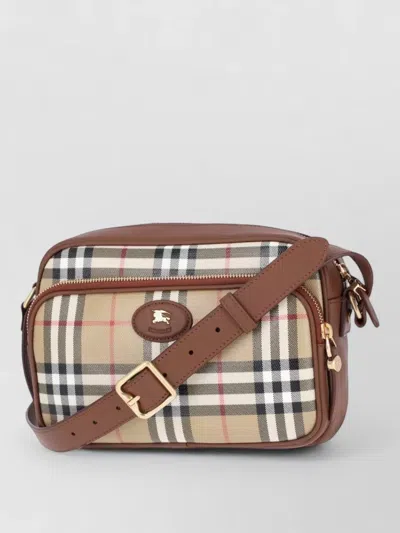 Burberry Check Crossbody Bag Adjustable Strap Buckle In Brown