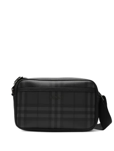 Burberry Check Crossbody Bag In Gray