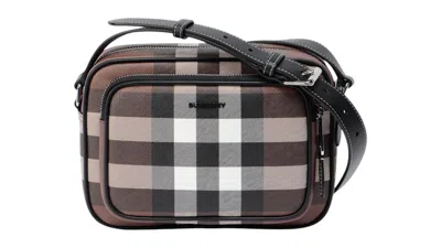 Pre-owned Burberry Check Crossbody Bag In Dark Birch Brown
