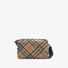 Burberry Vintage Check Messenger Bag With Silver Hardware In Sand