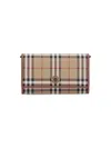 Burberry Beige Fabric Wallet With Multicolor Check Pattern In Beige