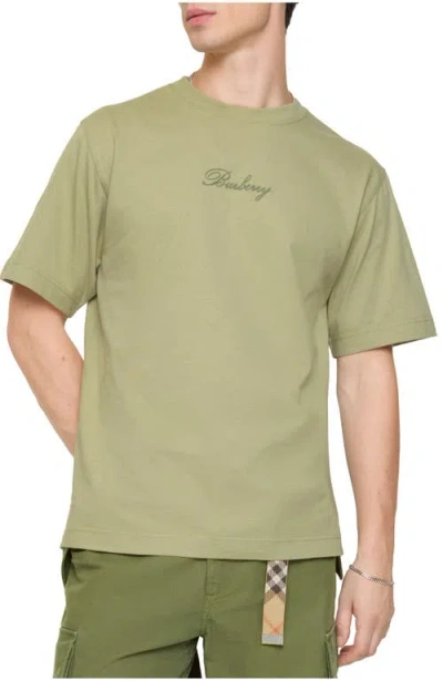Burberry Logo Embroidered Crewneck T-shirt In Green