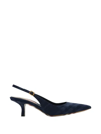 Burberry Check Dame Slingback Pumps​ In Blue