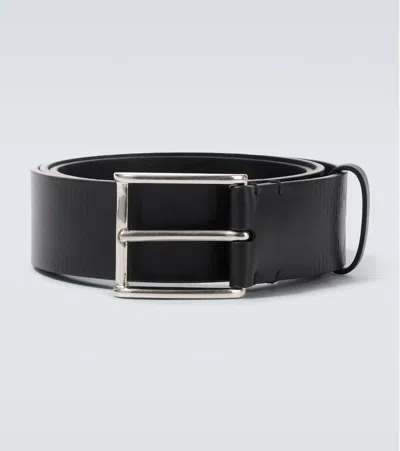 Burberry Check Debossed Leather Belt In Black