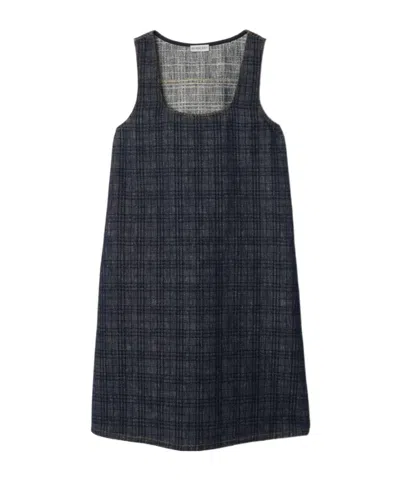 Burberry Check Denim Dress In Indigo