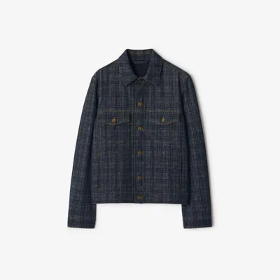 Burberry Contrast-stitching Jacket In Blue
