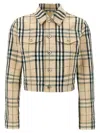 Burberry Cropped Checkered Jacket For In Beige
