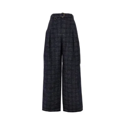 Burberry Check Denim Jeans With Belt In Blue