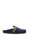 Burberry Lf Urchin Mules Cotton Check Pattern In Blue