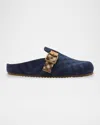 Burberry Lf Urchin Mules Cotton Check Pattern In Blue