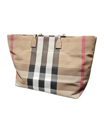 Burberry Check Design Tote Bag In Nude