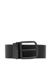 Burberry Leather Check Reversible Belt In Black