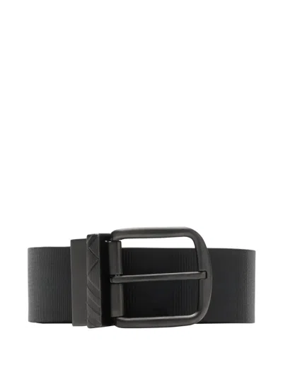 Burberry Leather Check Reversible Belt In Black