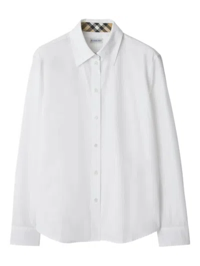 BURBERRY BURBERRY CHECK DETAILED COTTON POPLIN SHIRT